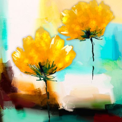 Tableau abstrait fleur HEXOA