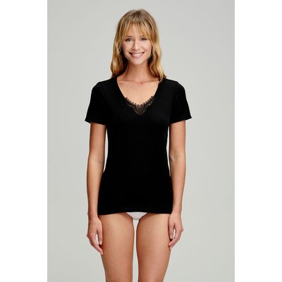 T-shirt col dentelle en laine et soie ARMOR-LUX
