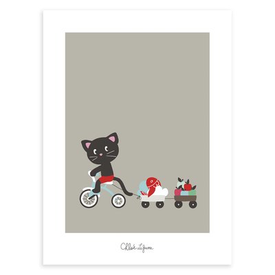 Affiche chat et tricycle MOKA & POM LILIPINSO