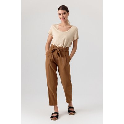 Pantalon carotte taille haute à ceinture nouée – GRETA ARTLOVE