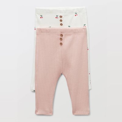 Lot de 2 leggings unis et imprimés en coton BIO GOTS BOUT'CHOU