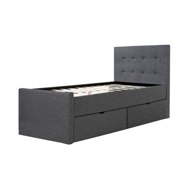 Lit Simple Sommier à Lattes Tête de Lit Tissue Tiroirs HOMESTYLE4U