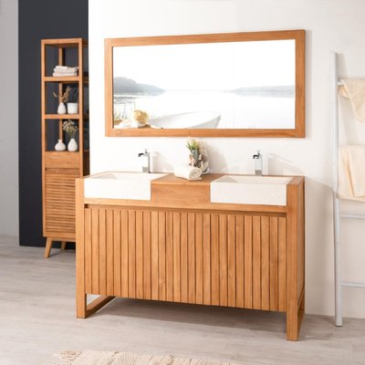Meuble et vasques en teck rectangle de 140 LUXE WANDA COLLECTION