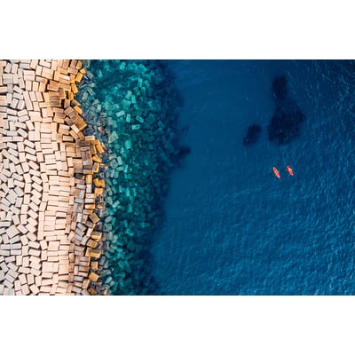 Tableau digue vue d'en haut HEXOA
