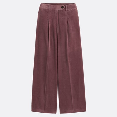 Pleated Wide Leg Trousers with High Waist in Corduroy LA REDOUTE COLLECTIONS