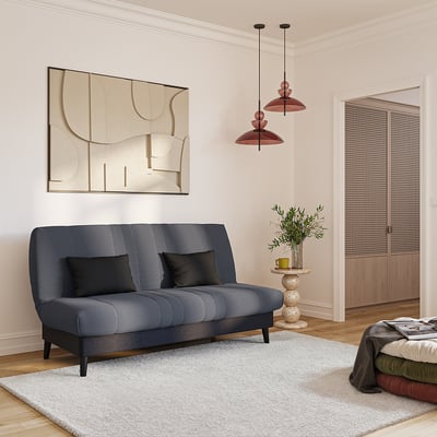 Banquette convertible Elios clic clac, couchage 130 x 190 avec rangement intégré + 2 coussins OFFERTS, Géometrik gris RELAXIMA