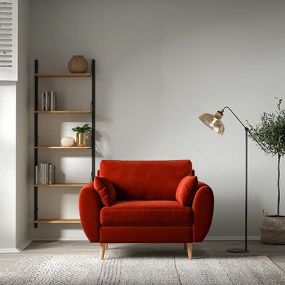 Ada Scandi Velvet Snuggle Chair with Light Wood Legs SO'HOME
