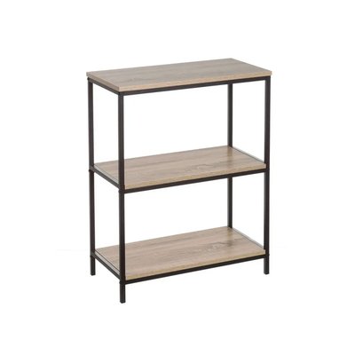 Étagère Basse Métal Noir et Bois - Hauteur 76cm WADIGA
