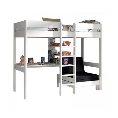 Lit Mezzanine avec Fauteuil et Bureau Gris 90X200 VIPACK