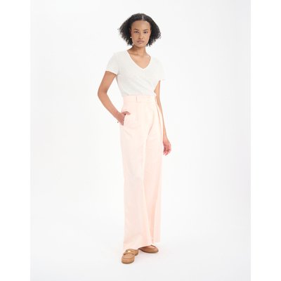 Pantalon Marlène en viscose et lin rose pâle INES DE LA FRESSANGE PARIS