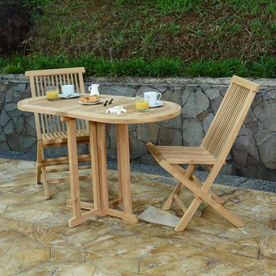 Table pliante ovale en teck massif Manoï pour balcon TECK ATTITUDE