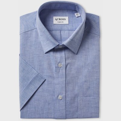 Chemise Confort fit manches courtes en lin coton organique ACROSS