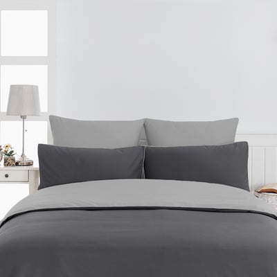 Parure housse de couette bicolore + 2 taies 50x70 cm percale DOZMARY SENSEI MAISON