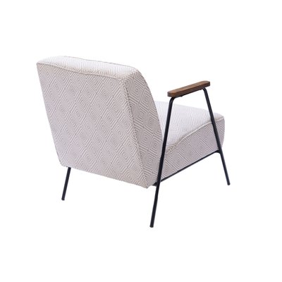 Fauteuil en tissu à carreaux ivoire et gris - SINTRA AMADEUS