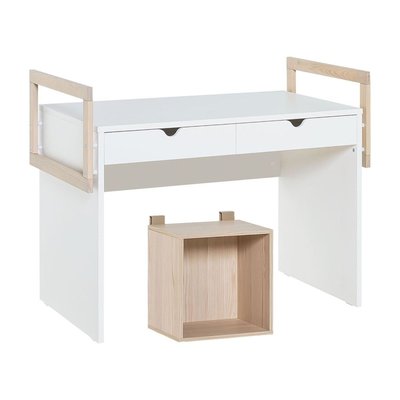 Bureau 2 tiroirs avec cube ouvert de face - STIGE CALICOSY