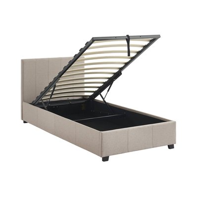 Lit coffre avec sommier à lattes et tête de lit 90 x 190cm finition tissu AVALON SWEEEK