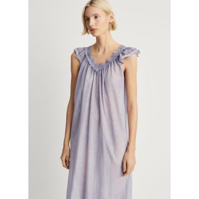 Chemise de nuit coton overdyed dentelle MANGO
