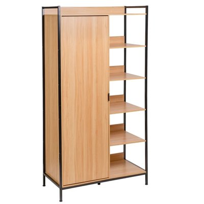 Étagère penderie effet bois et métal noir 100x48x190cm WADIGA