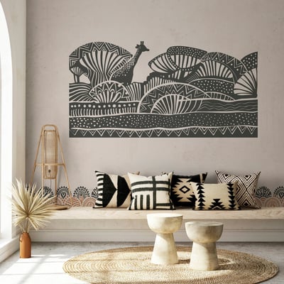 Papier peint panoramique Zarafah - ocre et noir, 336 x 280 cm LE PAPIERS DE NINON