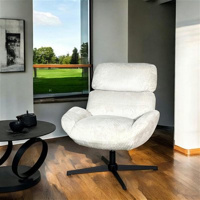 Fauteuil de salon rotatif tissu côtelé blanc IENA PIER IMPORT