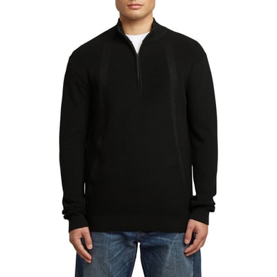 Pull en coton bleu marine en maille côtelée avec un col camionneur G-Star RAW