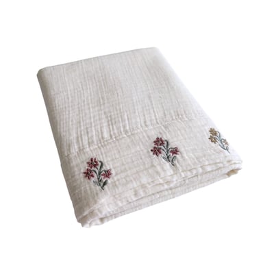 Drap Plat Néroli Triple Gaze De Coton Brodée - NEROLI TRADITION DES VOSGES