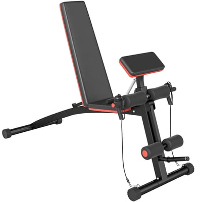 Banc à haltères acier Noir, Rouge HOMCOM