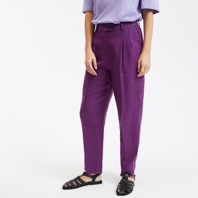 Pantalon cigarette en lin taille haute LA REDOUTE COLLECTIONS