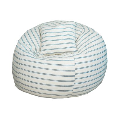 Pouf en lin rayé bleu, déhoussable MX HOME