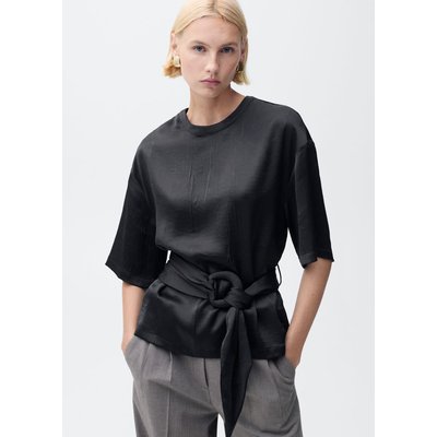 Chemisier satin ceinture MANGO