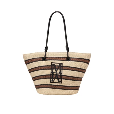 Shopper en raphia large avec détails élégants en cuir véritable MARC O'POLO