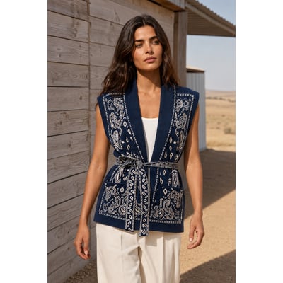 Gilet col chemise imprimé jacquard MOLITOR LA PETITE ETOILE