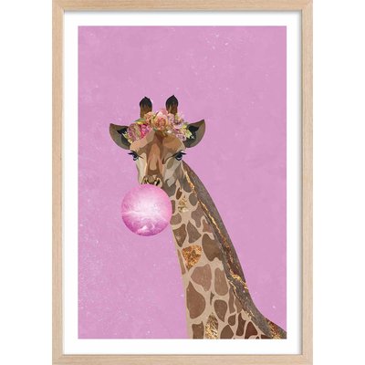 Affiche enfant girafe rose HEXOA