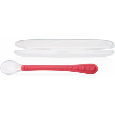 Cuillère longue en silicone doux Rose - 6m+ NUBY
