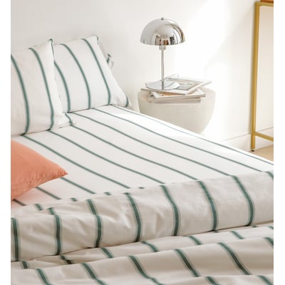 Drap housse adulte Coton Bio Rayé BAÏA KADOLIS