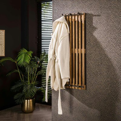Portemanteau mural rainuré en bois de manguier 6 accroches DELHI PIER IMPORT