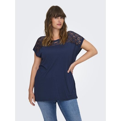 T-shirt col rond, col dentelle ONLY CARMAKOMA