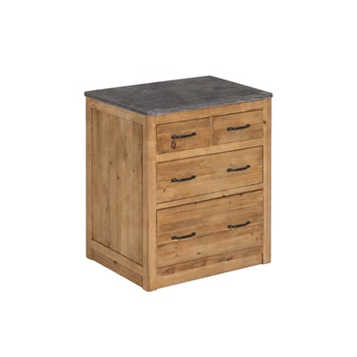 Meuble bas de cuisine en bois recyclé et pierre bleue CHAMPÊTRE MADE IN MEUBLES 