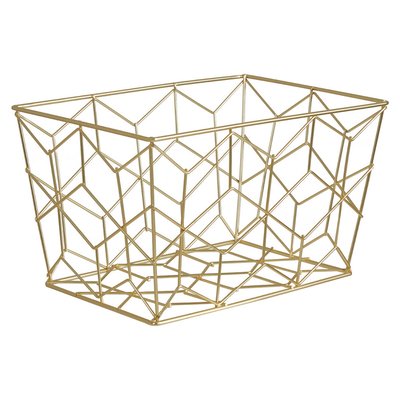 Geometric Wire Storage Basket in Matte Gold Finish SO'HOME