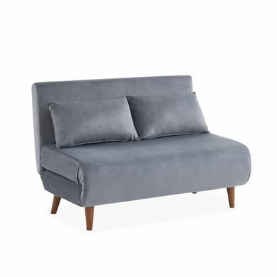 Canapé convertible 2 places velours, pieds bois GUESTA SWEEEK
