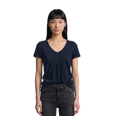 T-shirt classique à encolure en V en Organic Cotton Slub Jersey MARC O’POLO DENIM