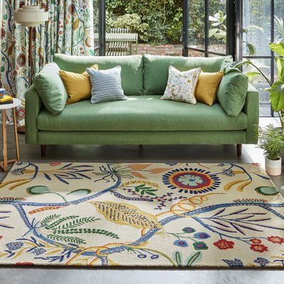 Tapis salon et chambre fait à la main en laine motif floral SAVAGE UN AMOUR DE TAPIS