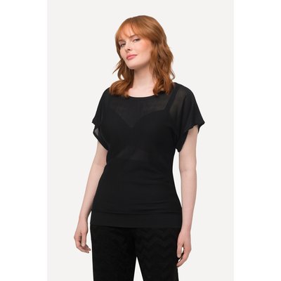 T-shirt en lin mélangé à col rond et manches ULLA POPKEN