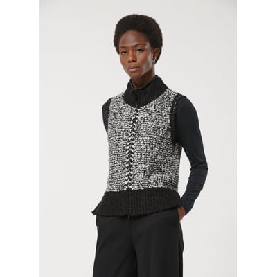 Gilet Pull Sans Manches Longues Chico's - Ouvert Devant, Taille 0, Noir Et Blanc, Excellent état