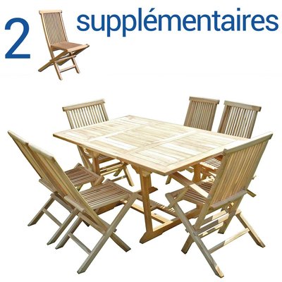 Ensemble salon de jardin en teck SERANG 4+2 chaises 2 fauteuils - Bundle chaises C ET L JARDIN