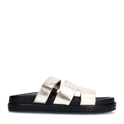 Claquettes en cuir avec bande velcro SACHA