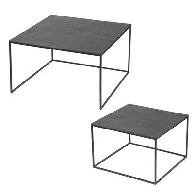 Set de 2 tables en nickel carrées de côtés 70 cm et 56 cm TABLE PASSION