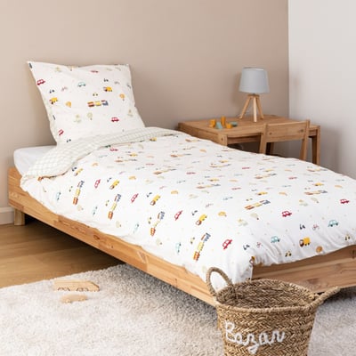 Housse de couette enfant 140x200 VOITURES + taie coton 57 fils ATMOSPHERA