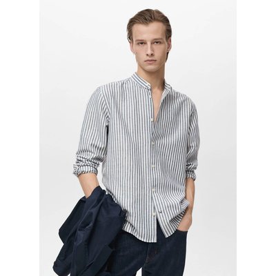 Chemise lin col mao rayures MANGO MAN