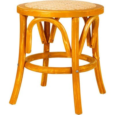 Tabouret en bois et rotin style naturel pour salon ou chambre RECOLLECTION